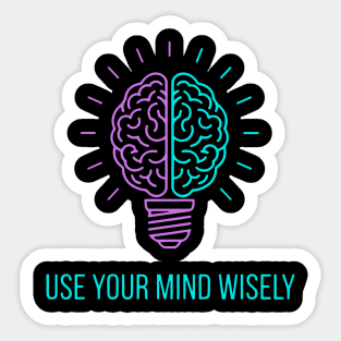 Neon Lightbulb with Brain and Motivational Message Sticker